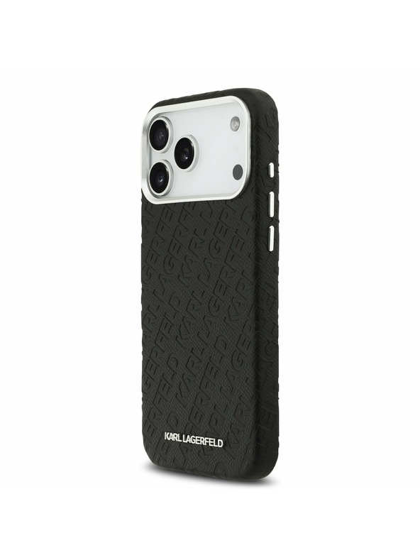 Karl Lagerfeld Karl Lagerfeld Grained PU Repeated Logo MagSafe Hátsó Tok iPhone 17 Pro Max-hoz Fekete
