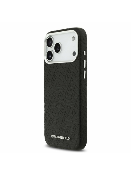 Karl Lagerfeld Karl Lagerfeld Grained PU Repeated Logo MagSafe Hátsó Tok iPhone 17 Pro Max-hoz Fekete