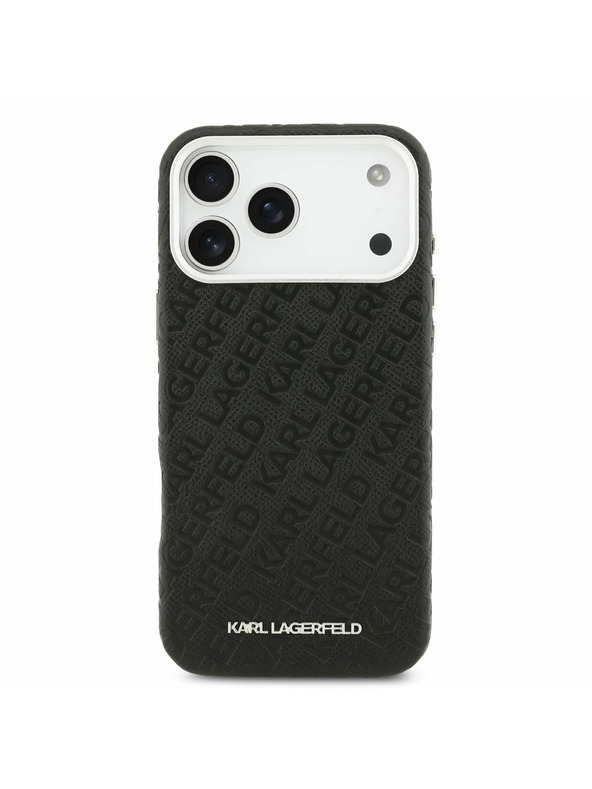 Karl Lagerfeld Karl Lagerfeld Grained PU Repeated Logo MagSafe Hátsó Tok iPhone 17 Pro Max-hoz Fekete