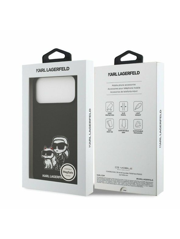 Karl Lagerfeld Karl Lagerfeld Liquid Silicone K&CH Sketch MagSafe Hátsó Tok iPhone 17 Pro Max-hoz Fekete