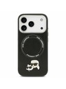 Karl Lagerfeld Karl Lagerfeld PU Karl and Choupette Heads Pins MagSafe Hátsó Tok iPhone 17 Pro Max-hoz Fekete