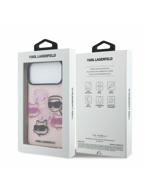 Karl Lagerfeld Karl Lagerfeld IML Multi K&CH Heads Hátsó Tok iPhone 17 Pro Max-hoz Rózsaszín