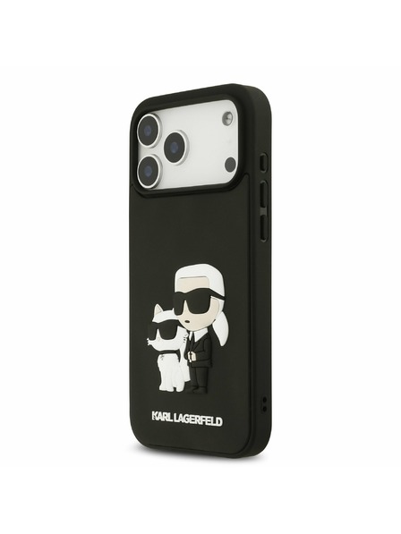 Karl Lagerfeld Karl Lagerfeld 3D Rubber Karl and Choupette Hátsó Tok iPhone 17 Pro Max-hoz Fekete