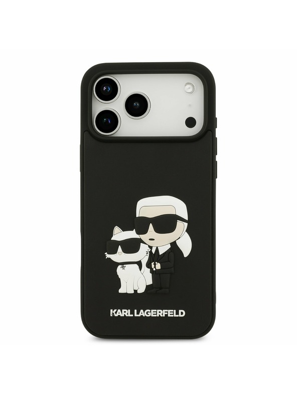 Karl Lagerfeld Karl Lagerfeld 3D Rubber Karl and Choupette Hátsó Tok iPhone 17 Pro Max-hoz Fekete