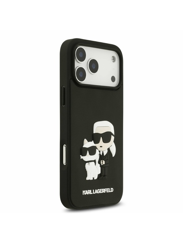 Karl Lagerfeld Karl Lagerfeld 3D Rubber Karl and Choupette Hátsó Tok iPhone 17 Pro Max-hoz Fekete