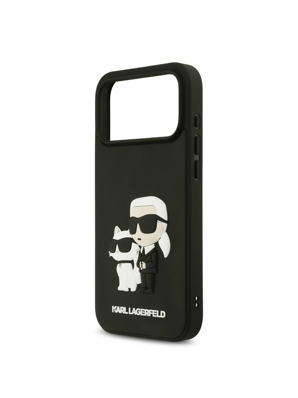 Karl Lagerfeld Karl Lagerfeld 3D Rubber Karl and Choupette Hátsó Tok iPhone 17 Pro Max-hoz Fekete