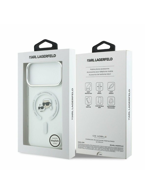 Karl Lagerfeld Karl Lagerfeld IML K&CH Heads Metal Frame MagSafe Hátsó Tok iPhone 17 Pro Max-hoz Átlátszó