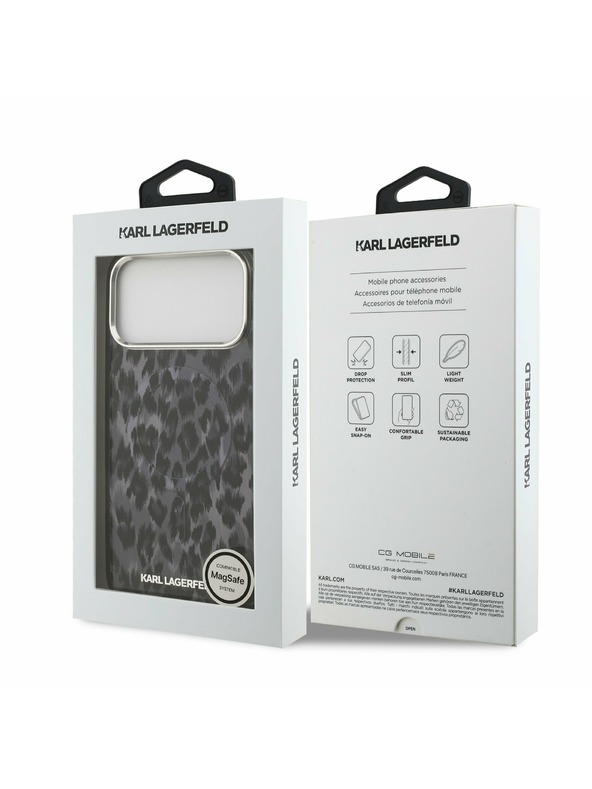 Karl Lagerfeld Karl Lagerfeld IML Leopard MagSafe Hátsó Tok iPhone 17 Pro Max-hoz Szürke