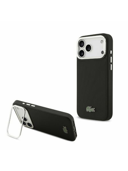 Lacoste Lacoste Iconic Petit Pique Camera Stand MagSafe Hátsó Tok iPhone 17 Pro Max-hoz Fekete