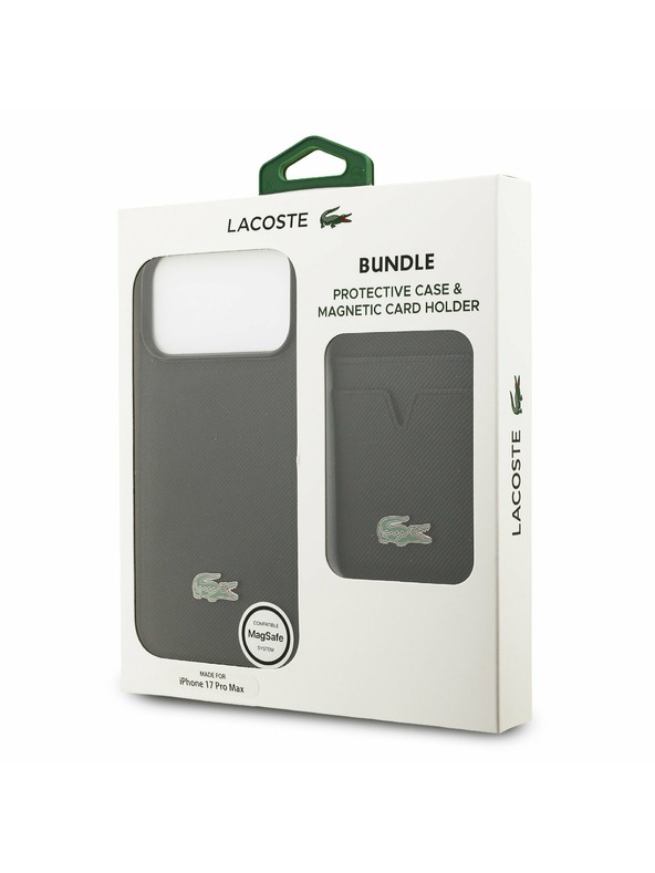 Lacoste Lacoste Iconic Petit Pique MagSafe Hátsó Tok + Pénztárca iPhone 17 Pro Max-hoz Fekete