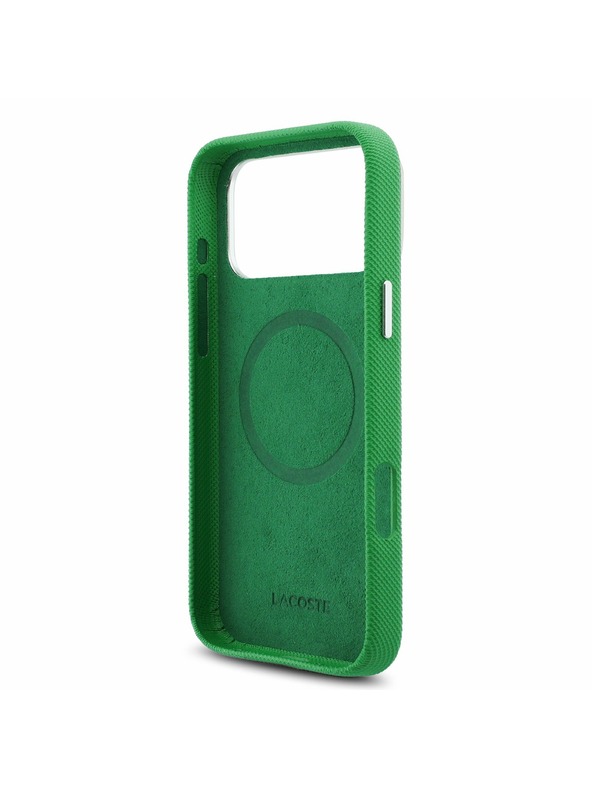 Lacoste Lacoste PVC Iconic Petit Pique Metal Logo MagSafe Hátsó Tok iPhone 17 Pro Max-hoz Zöld