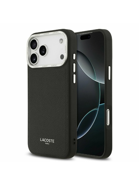 Lacoste Lacoste PU Leather Champs Elysees MagSafe Hátsó Tok iPhone 17 Pro Max-hoz Fekete