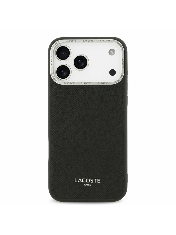 Lacoste Lacoste PU Leather Champs Elysees MagSafe Hátsó Tok iPhone 17 Pro Max-hoz Fekete