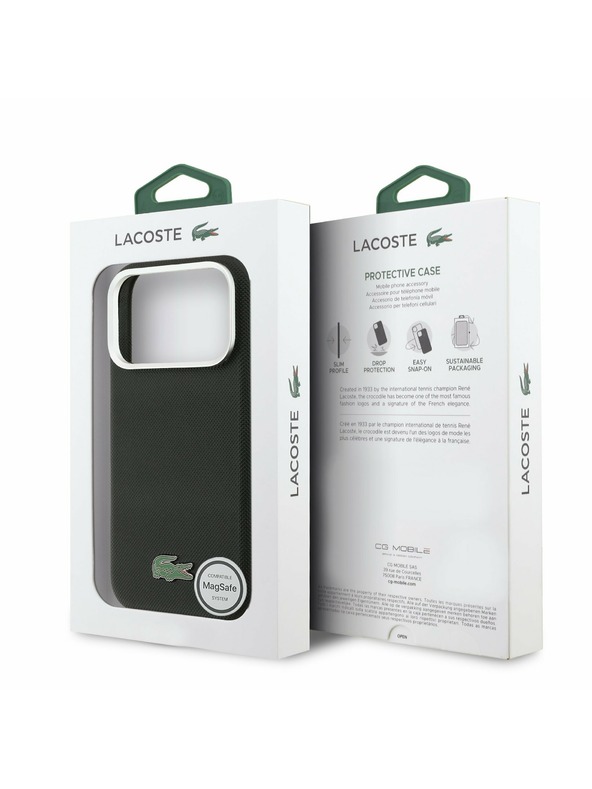 Lacoste Lacoste PVC Iconic Petit Pique Metal Logo MagSafe Hátlap iPhone 17 Pro Max Fekete