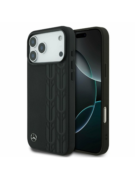 Mercedes Mercedes Bőr Babérkoszorú MagSafe Hátlap iPhone 17 Pro Max Fekete