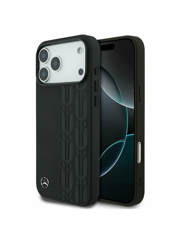 Mercedes Mercedes Bőr Babérkoszorú MagSafe Hátlap iPhone 17 Pro Max Fekete