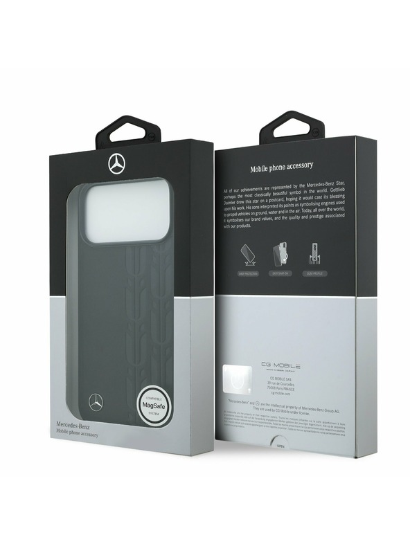 Mercedes Mercedes Bőr Babérkoszorú MagSafe Hátlap iPhone 17 Pro Max Fekete