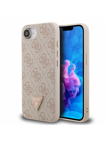 Guess Guess PU 4G Strass Háromszög Metal Logo Hátlap iPhone 16e/17e Rózsaszín