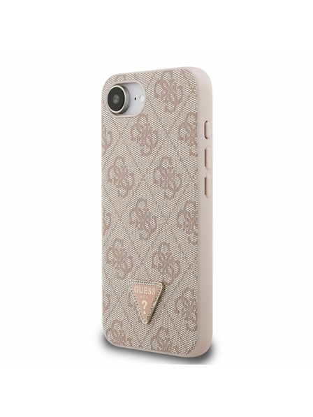 Guess Guess PU 4G Strass Háromszög Metal Logo Hátlap iPhone 16e/17e Rózsaszín