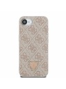 Guess Guess PU 4G Strass Háromszög Metal Logo Hátlap iPhone 16e/17e Rózsaszín