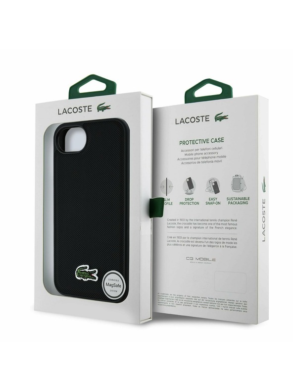 Lacoste Lacoste Iconic Petit Pique Szövött Logo MagSafe Hátlap iPhone 16e/17e Fekete