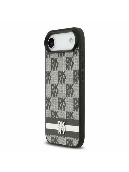DKNY DKNY PU Bőr Kockás Minta és Csík Hátlap iPhone Air Fekete