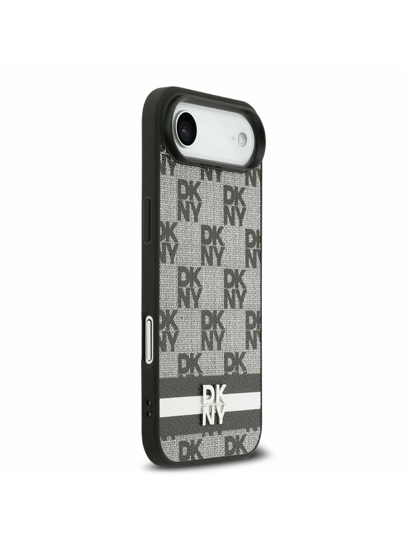 DKNY DKNY PU Bőr Kockás Minta és Csík Hátlap iPhone Air Fekete