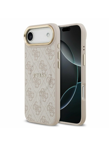 Guess Guess PU Bőr 4G Arany Keret MagSafe Hátlap iPhone Air Rózsaszín