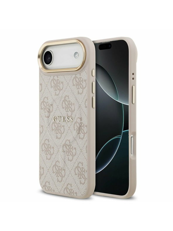 Guess Guess PU Bőr 4G Arany Keret MagSafe Hátlap iPhone Air Rózsaszín