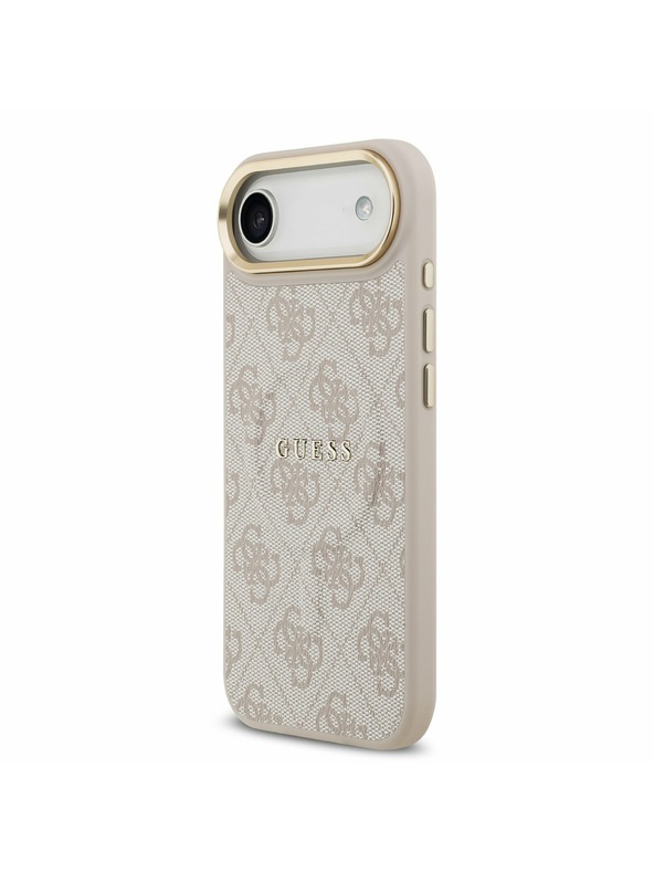Guess Guess PU Bőr 4G Arany Keret MagSafe Hátlap iPhone Air Rózsaszín