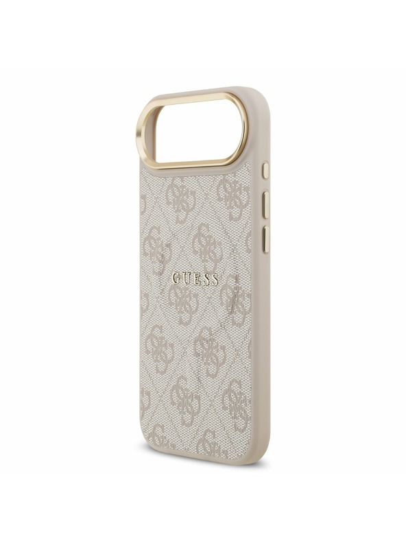 Guess Guess PU Bőr 4G Arany Keret MagSafe Hátlap iPhone Air Rózsaszín