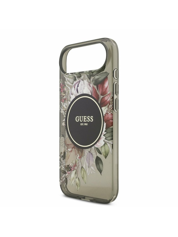 Guess Guess IML Virágok Pánt MagSafe Hátlap iPhone Air Fekete