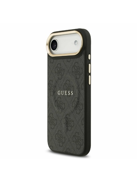 Guess Guess PU Bőr 4G Arany Keret MagSafe Hátlap iPhone Air Fekete