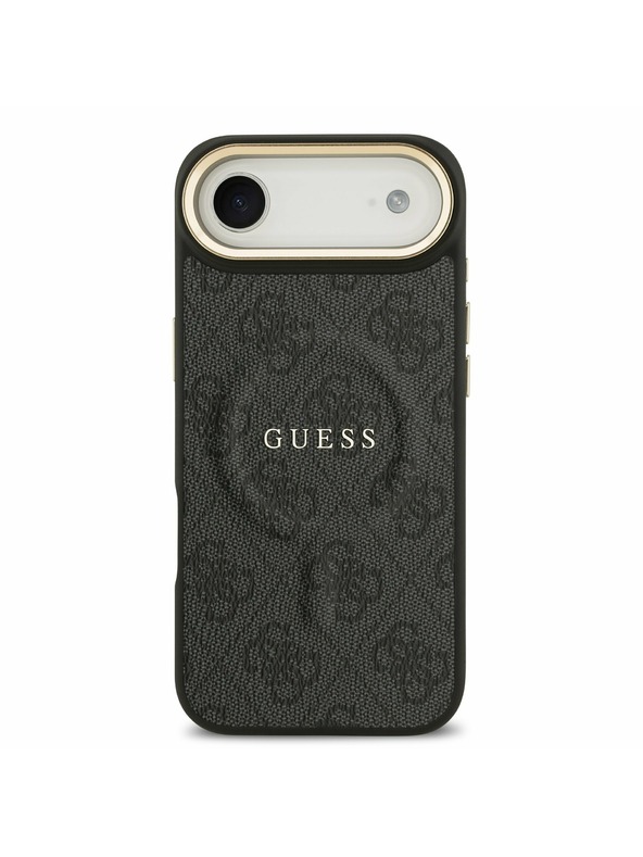 Guess Guess PU Bőr 4G Arany Keret MagSafe Hátlap iPhone Air Fekete