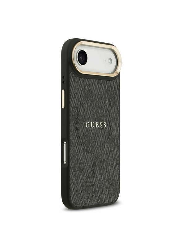 Guess Guess PU Bőr 4G Arany Keret MagSafe Hátlap iPhone Air Fekete