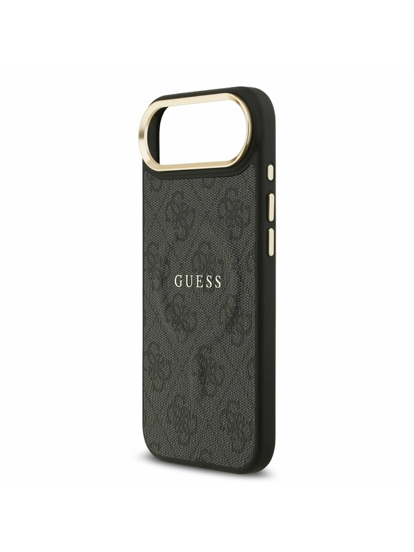 Guess Guess PU Bőr 4G Arany Keret MagSafe Hátlap iPhone Air Fekete