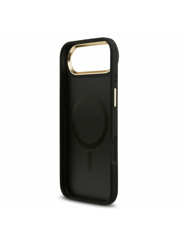 Guess Guess PU Bőr 4G Arany Keret MagSafe Hátlap iPhone Air Fekete