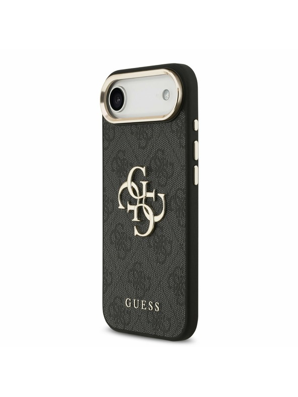Guess Guess PU Bőr 4G Metal Logo Arany Keret Hátlap iPhone Air Fekete