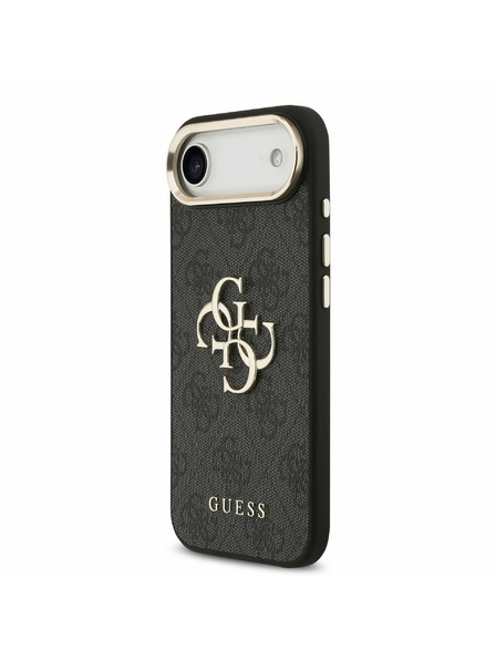 Guess Guess PU Bőr 4G Metal Logo Arany Keret Hátlap iPhone Air Fekete