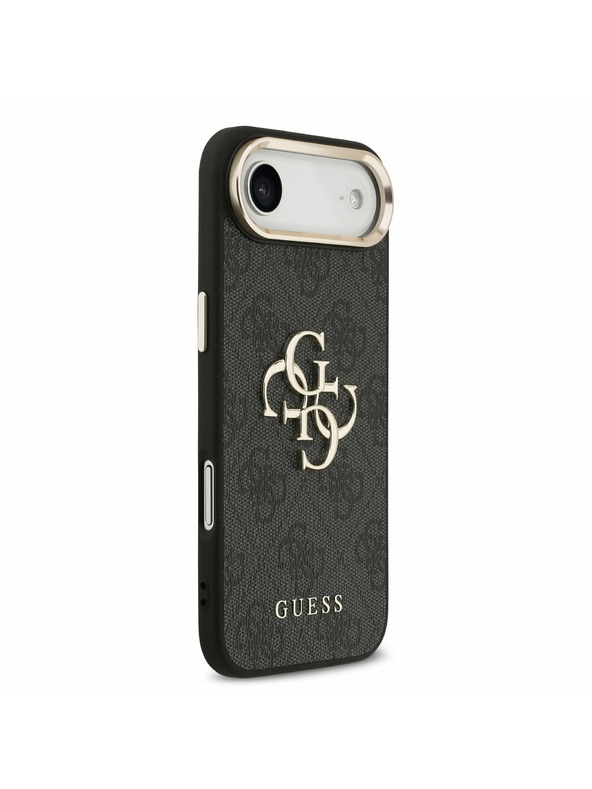 Guess Guess PU Bőr 4G Metal Logo Arany Keret Hátlap iPhone Air Fekete