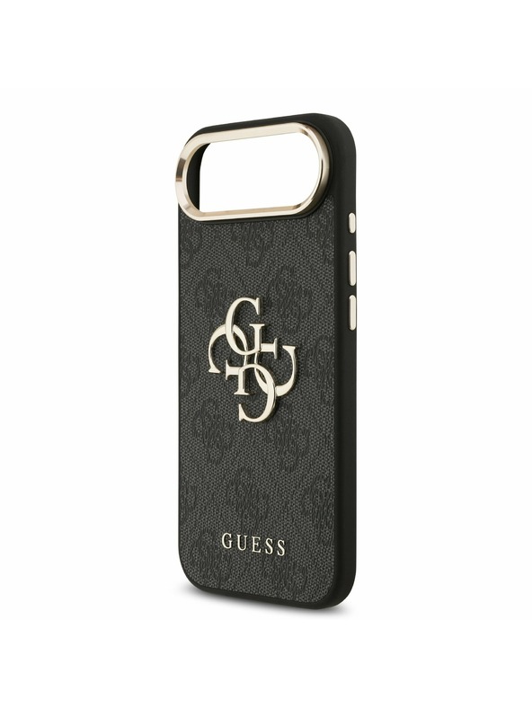 Guess Guess PU Bőr 4G Metal Logo Arany Keret Hátlap iPhone Air Fekete