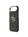 Guess Guess PU Bőr 4G Metal Logo Arany Keret Hátlap iPhone Air Fekete