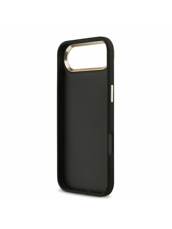 Guess Guess PU Bőr 4G Metal Logo Arany Keret Hátlap iPhone Air Fekete