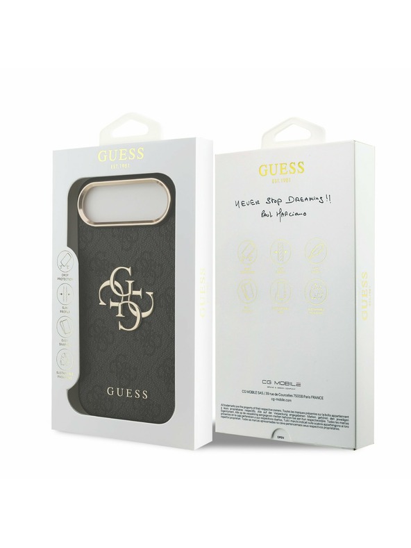 Guess Guess PU Bőr 4G Metal Logo Arany Keret Hátlap iPhone Air Fekete