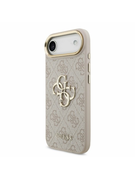 Guess Guess PU Leather 4G Metal Logo Gold Frame Hátlap iPhone Air számára Rózsaszín