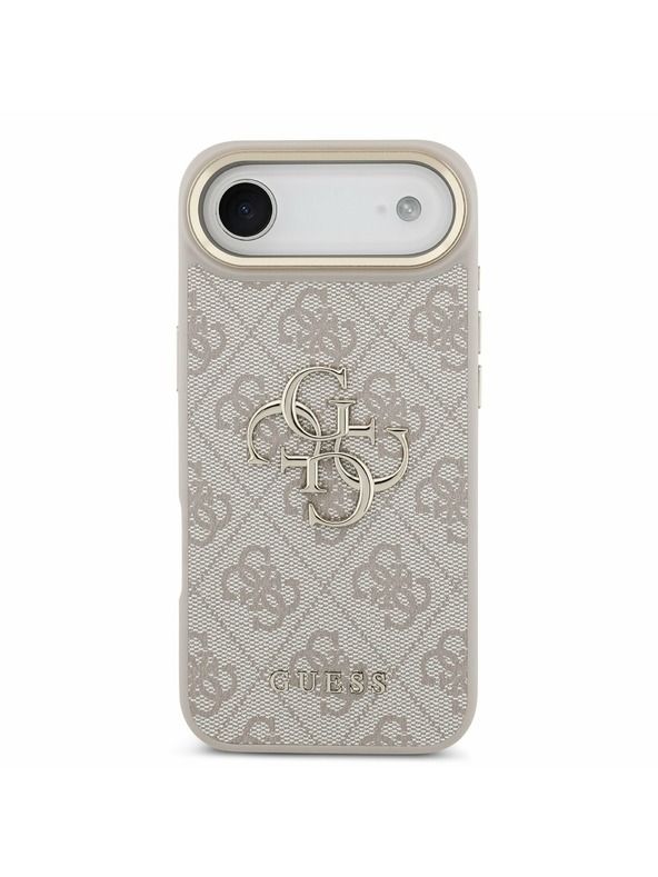 Guess Guess PU Leather 4G Metal Logo Gold Frame Hátlap iPhone Air számára Rózsaszín