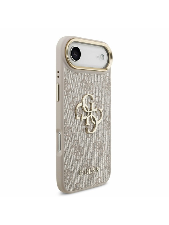 Guess Guess PU Leather 4G Metal Logo Gold Frame Hátlap iPhone Air számára Rózsaszín