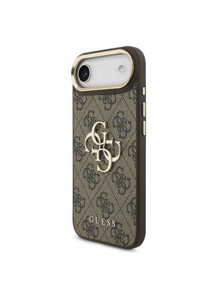 Guess Guess PU Leather 4G Metal Logo Gold Frame Hátlap iPhone Air számára Barna