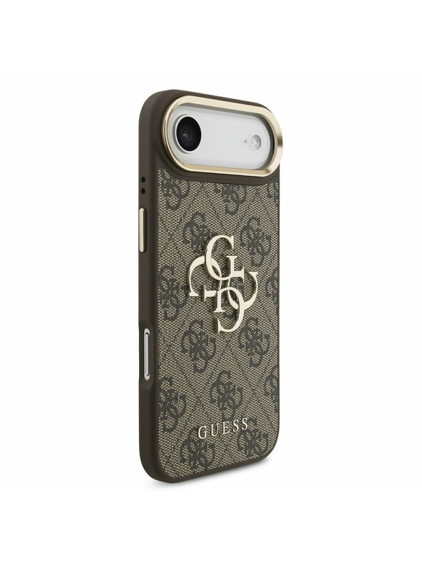 Guess Guess PU Leather 4G Metal Logo Gold Frame Hátlap iPhone Air számára Barna
