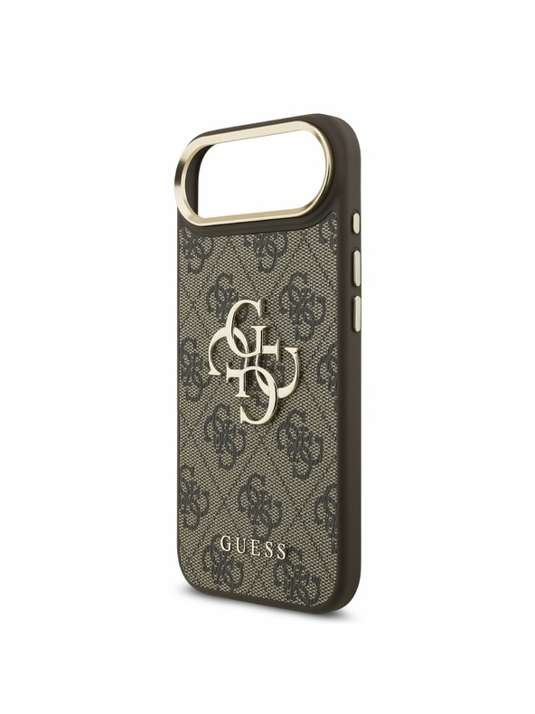 Guess Guess PU Leather 4G Metal Logo Gold Frame Hátlap iPhone Air számára Barna